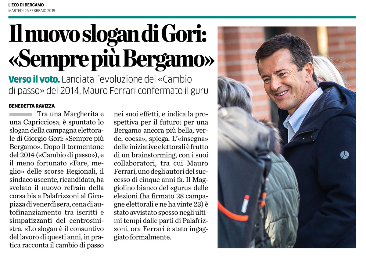 Benedetta Ravizza dell’Eco di Bergamo sul nuovo claim di Gori