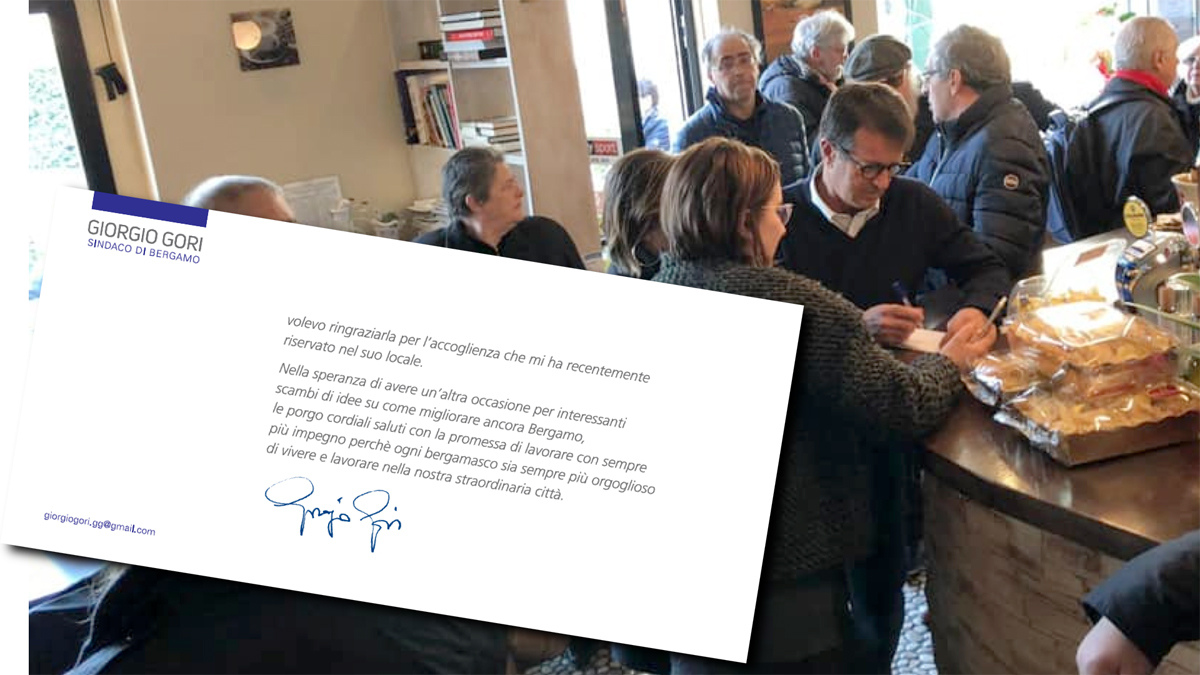 Il ringraziamento personale di Gori ad ogni gestore dei bar che hanno ospitato l’evento