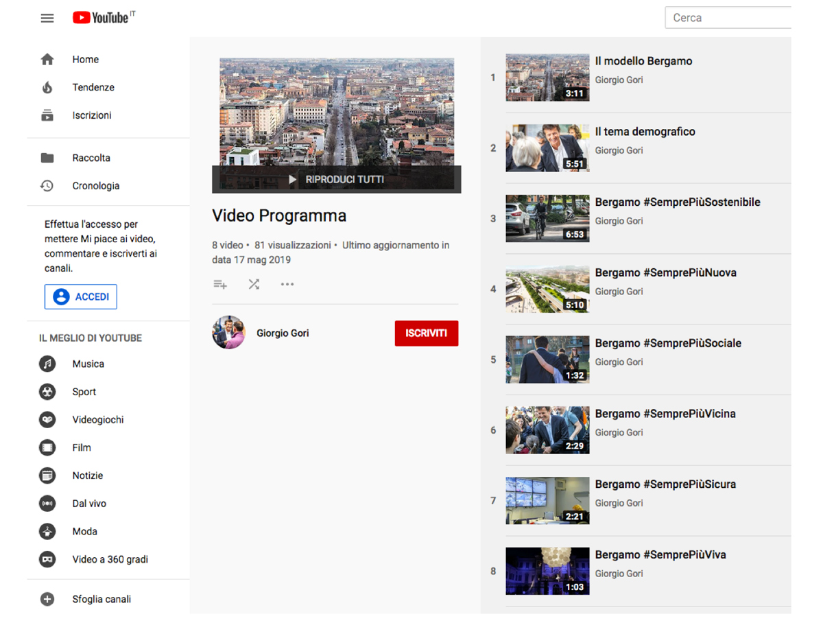 Il canale youtube con i video della campagna