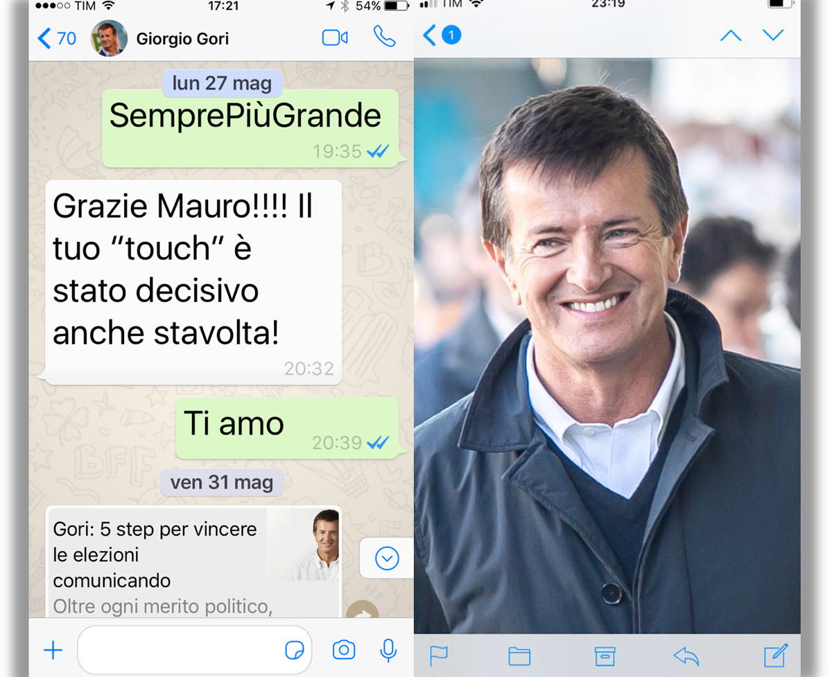 Il messaggio whatsapp che Giorgio mi ha inviato alla fine