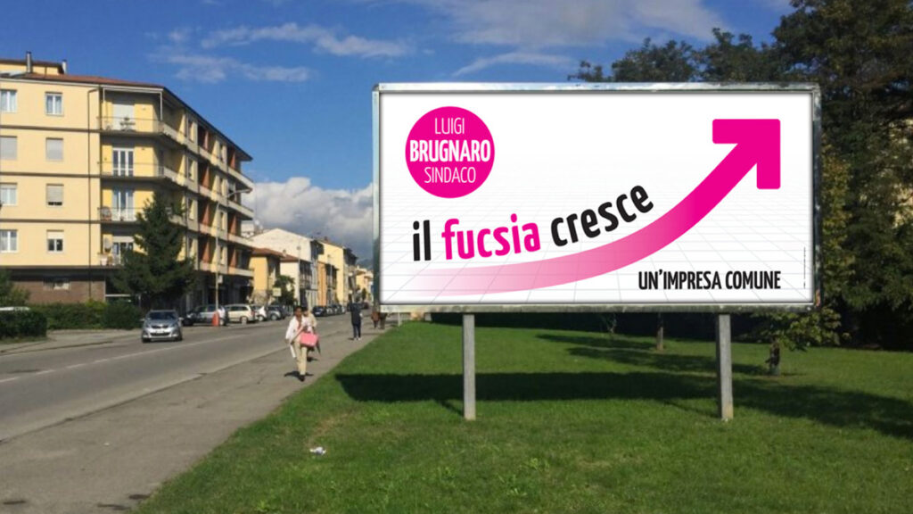 Il coraggioso poster "Il fucsia cresce" che contraddiva spudoratamente tutti i sondaggi ufficiali