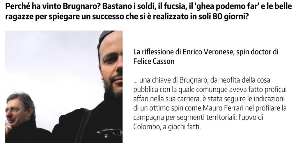 La gentile citazione di Enrico Veronese sulla mia campagna local