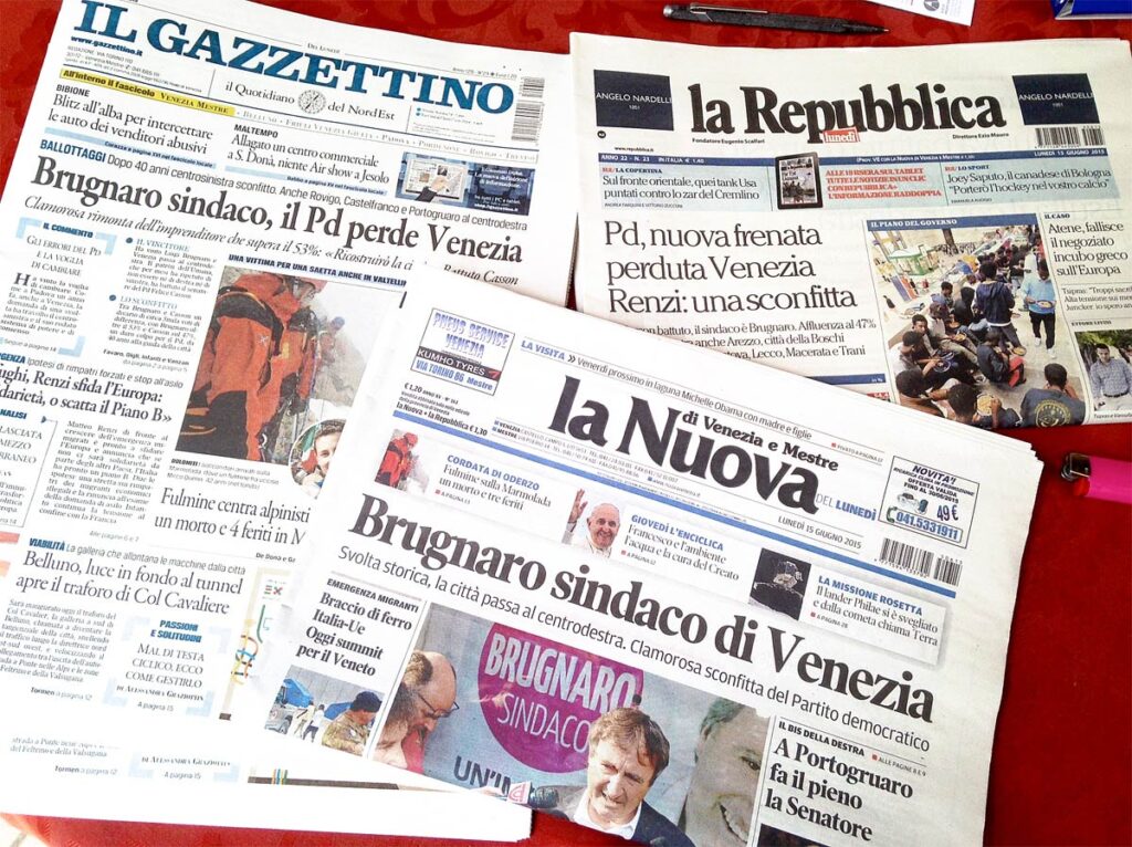 La vittoria di Brugnaro sui quotidiani nazionali e locali