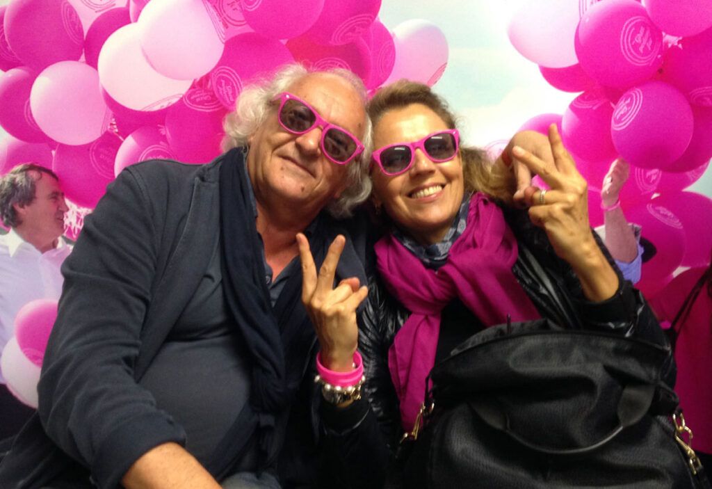 Io con mia moglie Luisa in fucsia la sera della vittoria