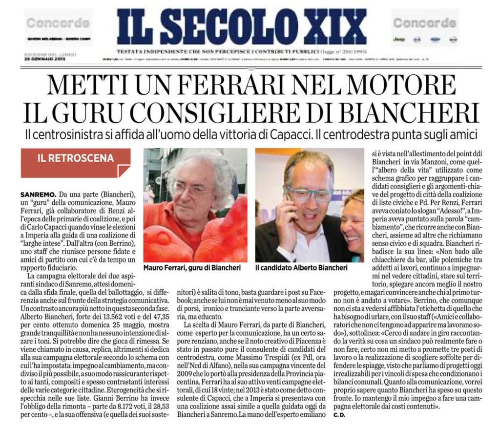 Si sparge la voce che sono in campo con Biancheri