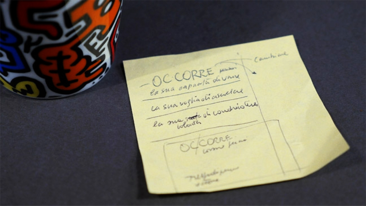 Il post-it con l’abbozzo di idea